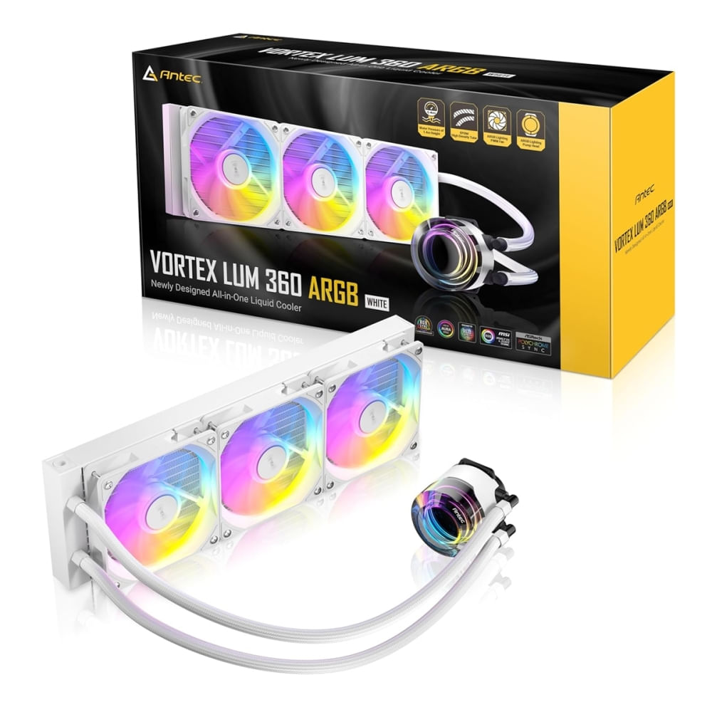 Enfriador Líquido Antec Vortex LUM 360 ARGB Blanco - Eficiencia y Estilo para tu PC Gaming