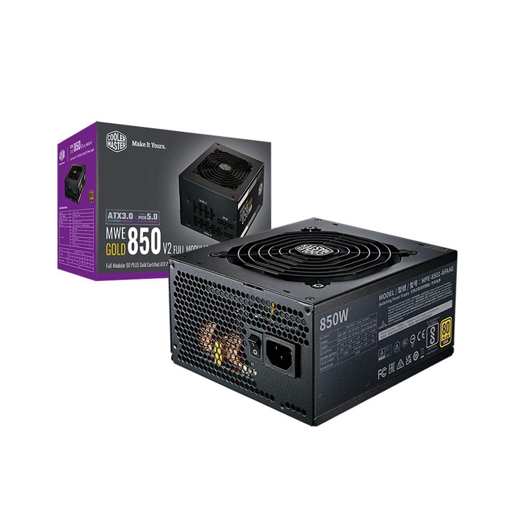 Fuente de Poder Cooler Master MWE Gold V2 850W - Eficiencia 80 PLUS Oro, Compacta y Fiable