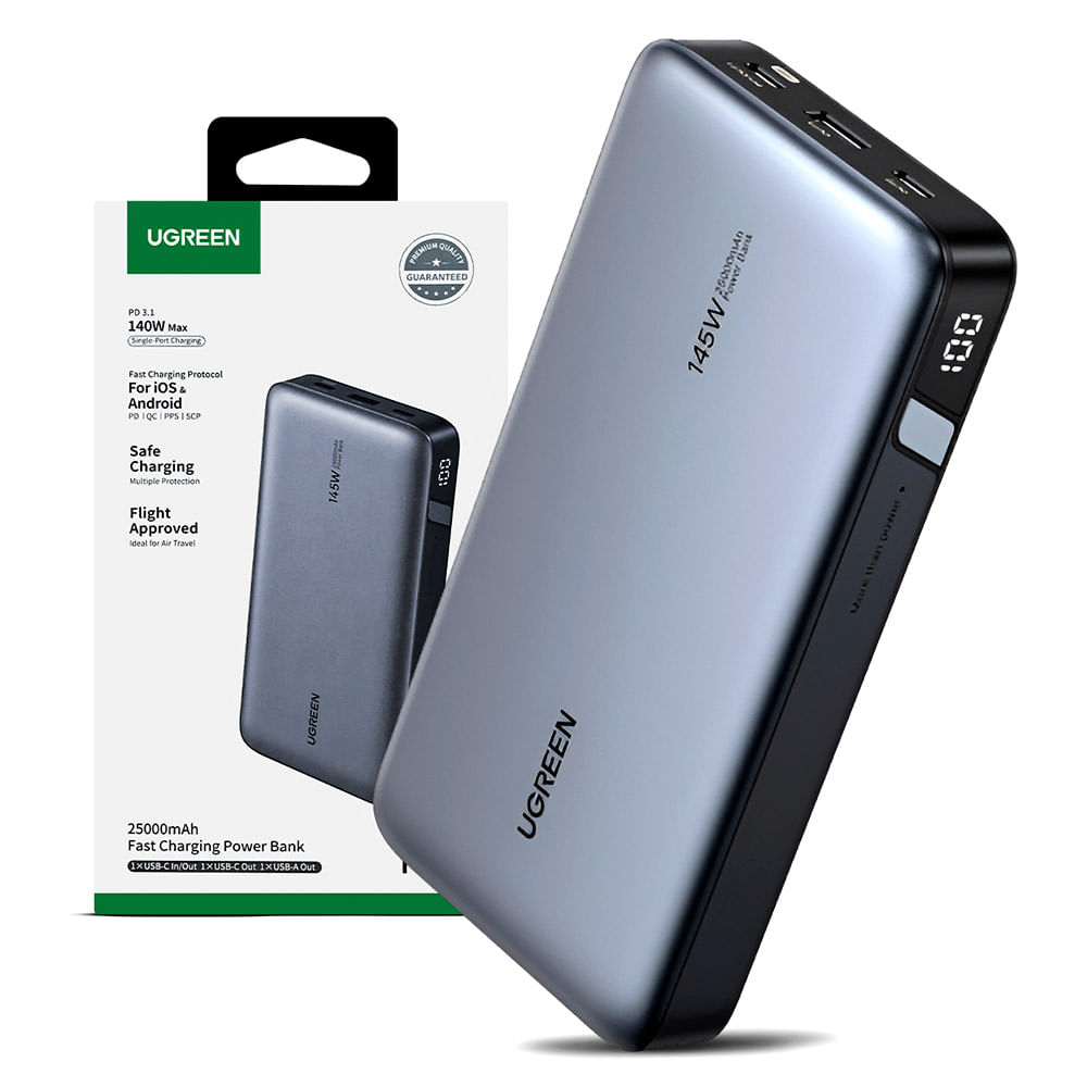 Power Bank Tipo C Ugreen 25000 mAh 145W Premium Para Laptops