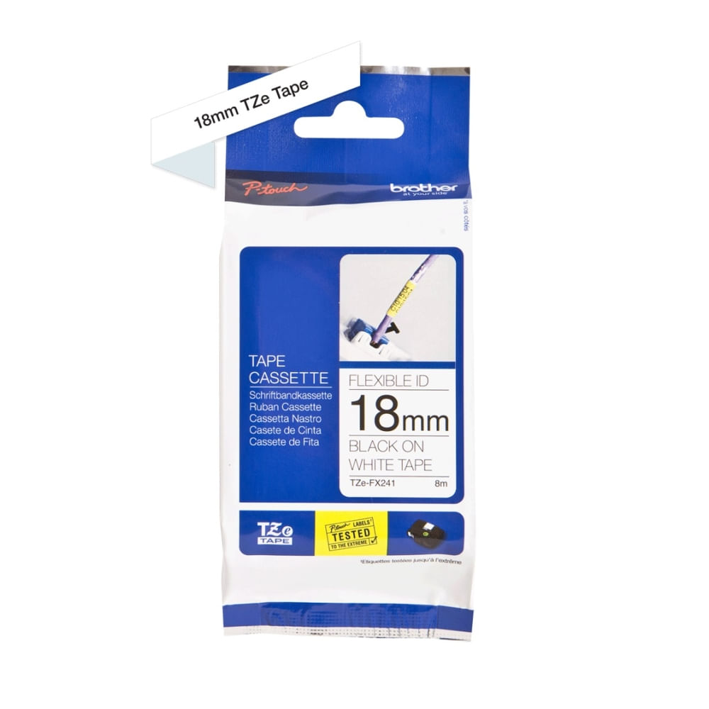 Cinta Brother TZEFX241 18mm Negra sobre Blanco para Etiquetadora - Ideal para Organización y Etique
