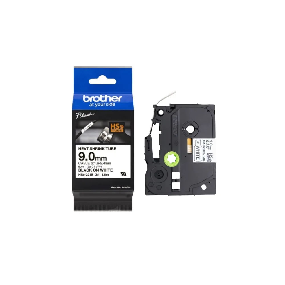 Cinta Brother HSE221E para etiquetado, compatibilidad amplia, ideal para negocio, color negro.
