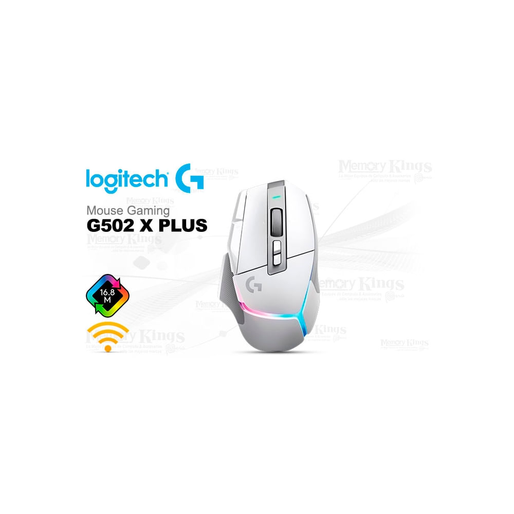 Mouse Gaming Logitech G502 X Plus RGB 25K Blanco Inalambrico - Alta Precisión y Personalización