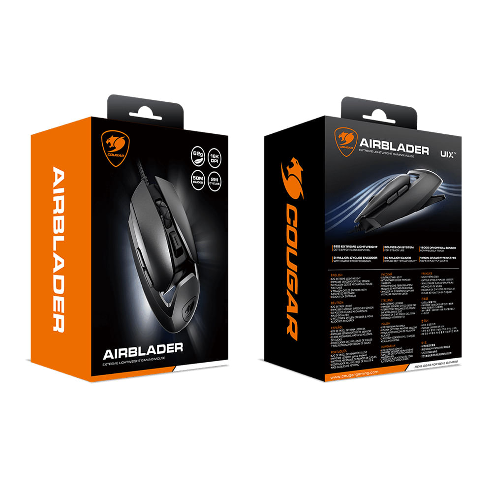 Mouse Gaming COUGAR AIRBLADER 16K - Ultra Ligero de 62g para un Rendimiento Superior en Juegos