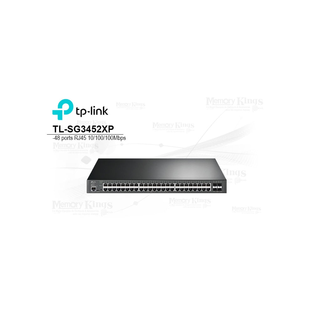 Conmutador TP-LINK TL-SG3452XP de 48 puertos GbE administrable, ideal para redes empresariales