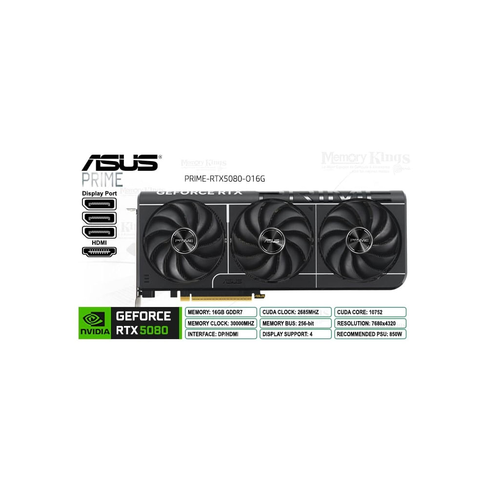 Asus Prime RTX 5080 - Tarjeta de video 16GB GDDR7, PCIe Gen 5.0 para gaming de alto rendimiento