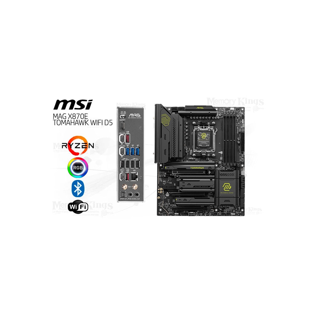 Motherboard MSI MAG X870E Tomahawk WIFI ATX - Chipset AMD X870E, Socket AM5, Conectividad WIFI