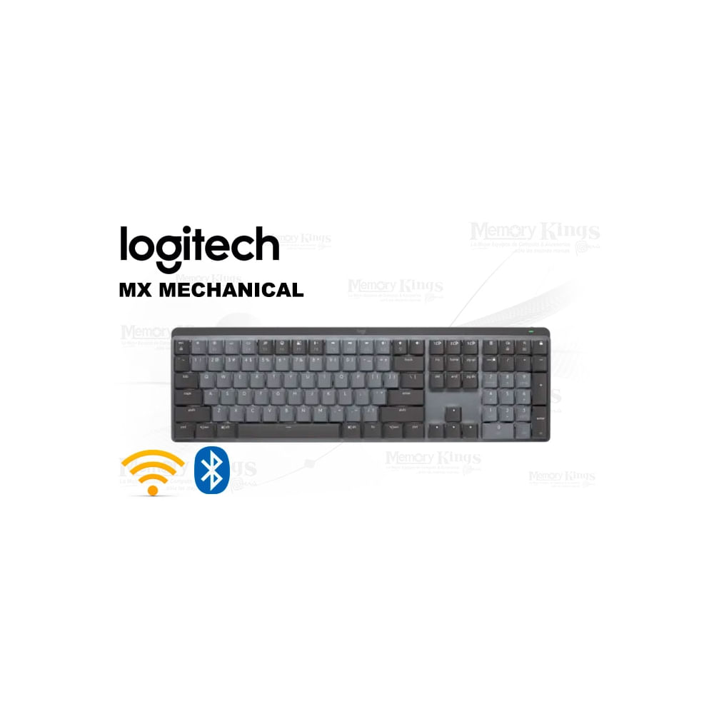 Teclado mecánico iluminado Logitech MX - Bluetooth y Wi-Fi, color negro, teclas retráctiles y perso