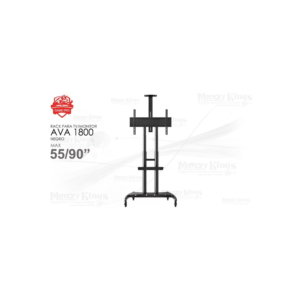 Soporte rack pedestal móvil Game Pro AVA1800 negro - Ajustable y resistente para organización óptim