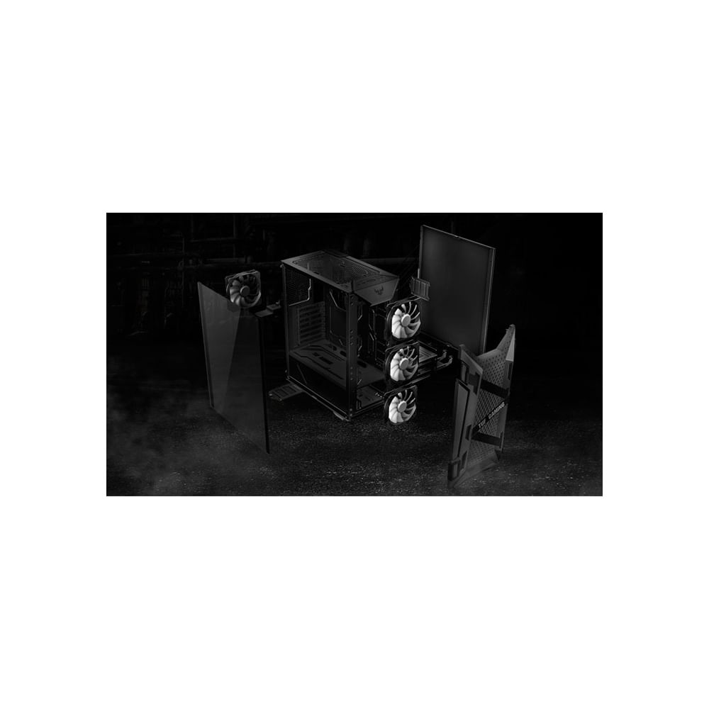 Caja Mid Tower ASUS TUF Gaming GT301 ARGB negra con ventilación eficiente y diseño gamer