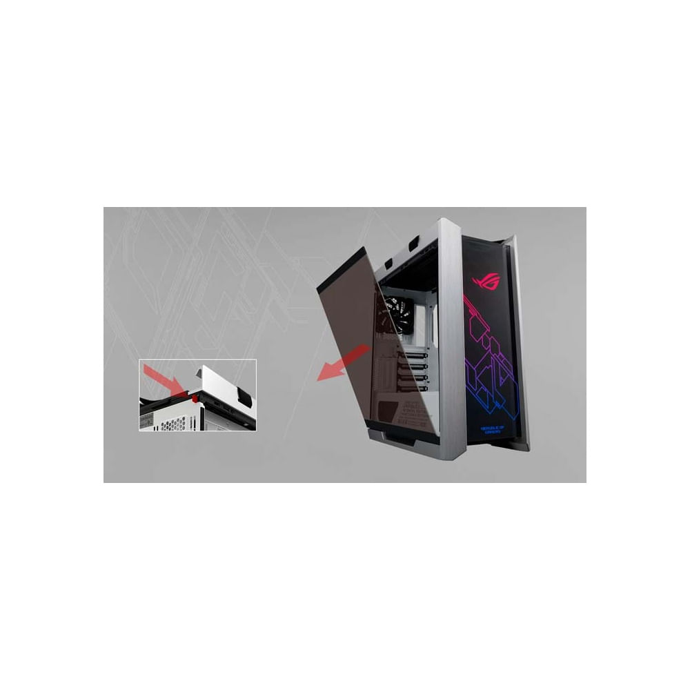 Gabinete Mid Tower ASUS ROG Strix Helios RGB Plata - Estilo y Rendimiento para Gamers