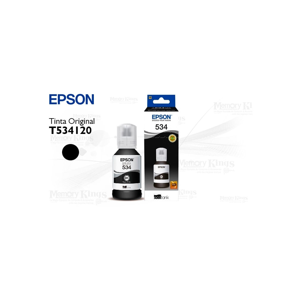 Tinta Epson 534 de 120ml - Negro, alto rendimiento para impresoras, calidad excepcional en cada imp