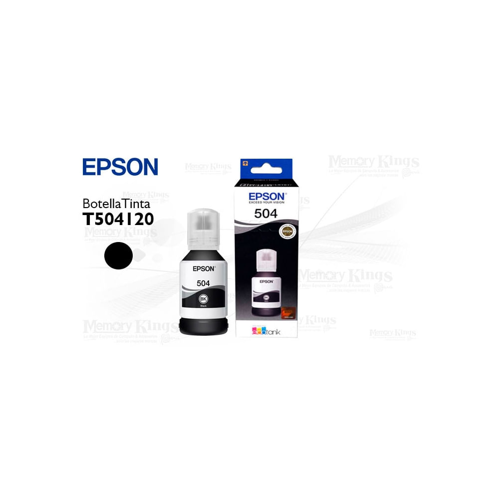 Tinta negra Epson T504 de 127ml para impresoras L4160 - Calidad y rendimiento garantizado