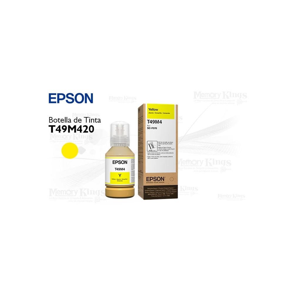Tinta Epson T49M4 Amarilla 140 ml - Alta calidad para impresoras, colores vibrantes y duraderos