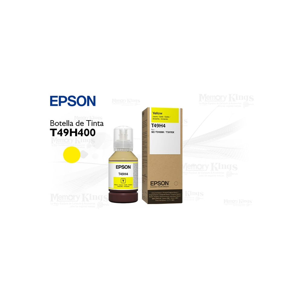Tinta amarilla Epson T49H - Botella de 70ml, ideal para impresoras EcoTank, alta calidad de impresi
