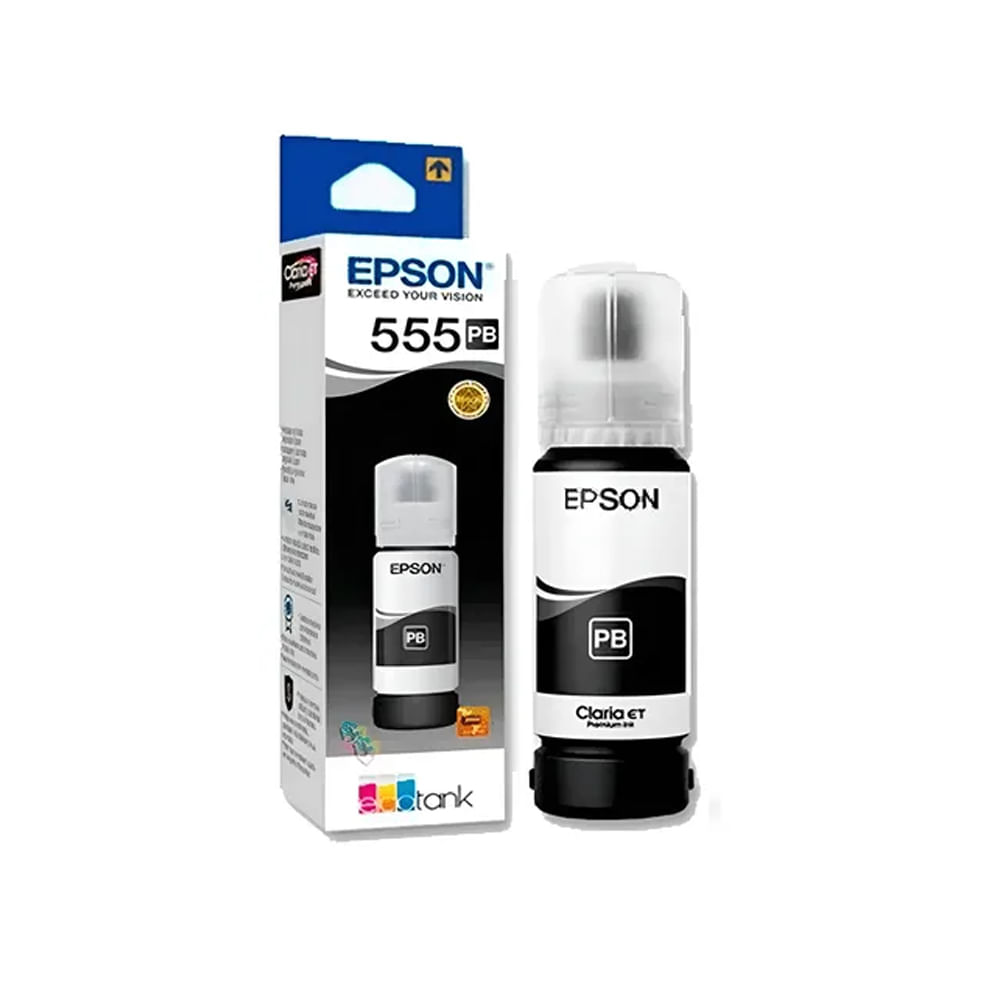 Tinta Epson 555 negra para impresoras, alta calidad y rendimiento, ideal para documentos nítidos