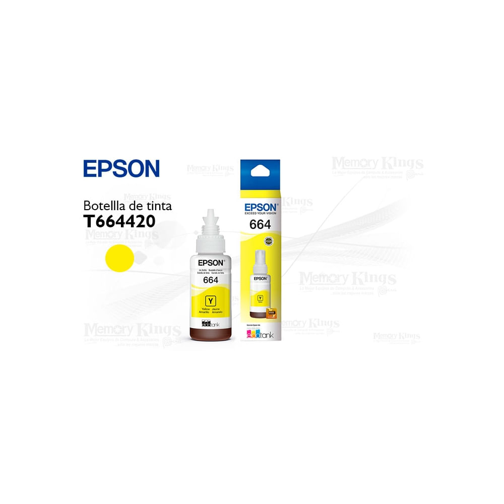 Botella de tinta Epson 664 amarilla de 70ml – Calidad de impresión superior y rendimiento confiable