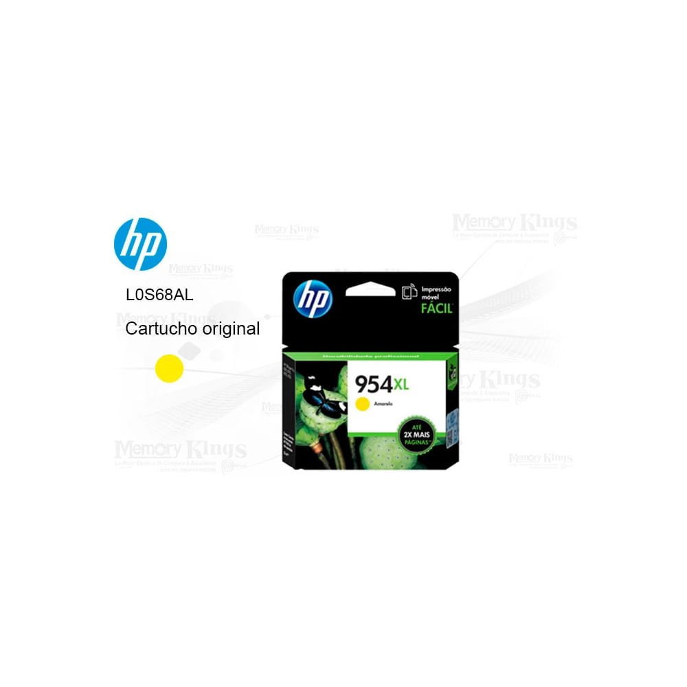 Cartucho de tinta HP 954XL amarillo original, alto rendimiento 1600 páginas, calidad excepcional