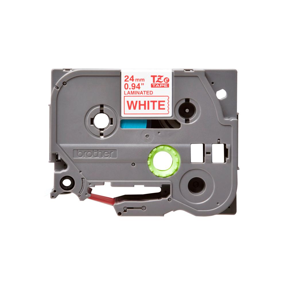 Cinta para etiquetas Brother TZE252 1"" (24mm) roja sobre blanca, ideal para impresoras de etiquetas