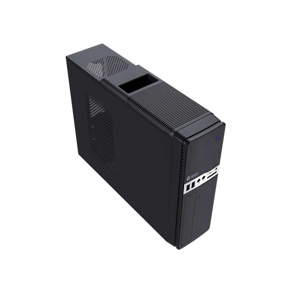 Caja Teros Te-1032S slim de 250W, con USB 3.2, audio HD, DVD y color negro