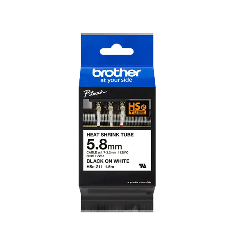 Etiquetas BROTHER HSE211E 5.8mm x 1.5m para Impresoras Térmicas - Alta Calidad y Versatilidad