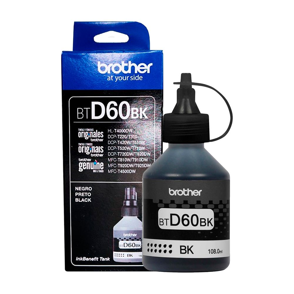 Tinta Brother BTD-60BK Negra para DCP-T310 - Alta calidad de impresión, 4.000 páginas de rendimient