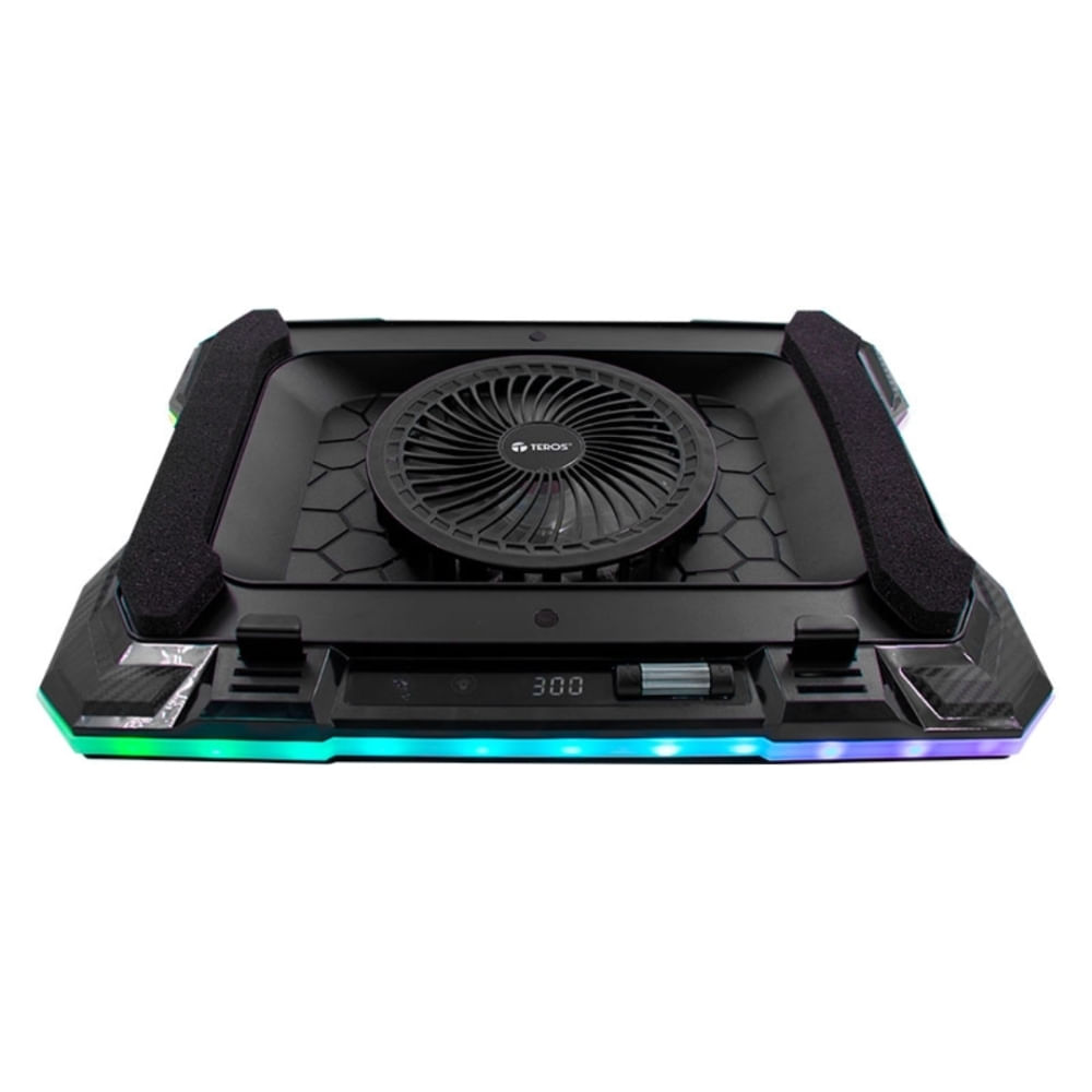 Cooler TEROS TE-7133N RGB para notebooks de 14"" a 19"", refrigeración eficiente y diseño atractivo