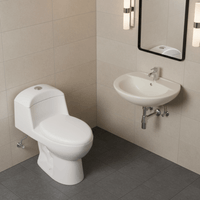 COMBO de Baño Orange Ártico Blanco: Inodoro One Piece + Lavatorio
