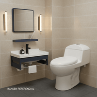 COMBO Inodoro one piece Ártico Blanco Orange + Vanitorio con repisa + Espejo Reyna Negro Soho Carpets