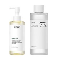 SET ANUA HEARTLEAF CALM & CLEAN SOOTHING TONER + PORE CONTROL CLEANSING OIL