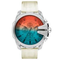 Reloj Diesel Mega Chief DZ4515 Fecha Cronómetro Correa de Resina Transparente