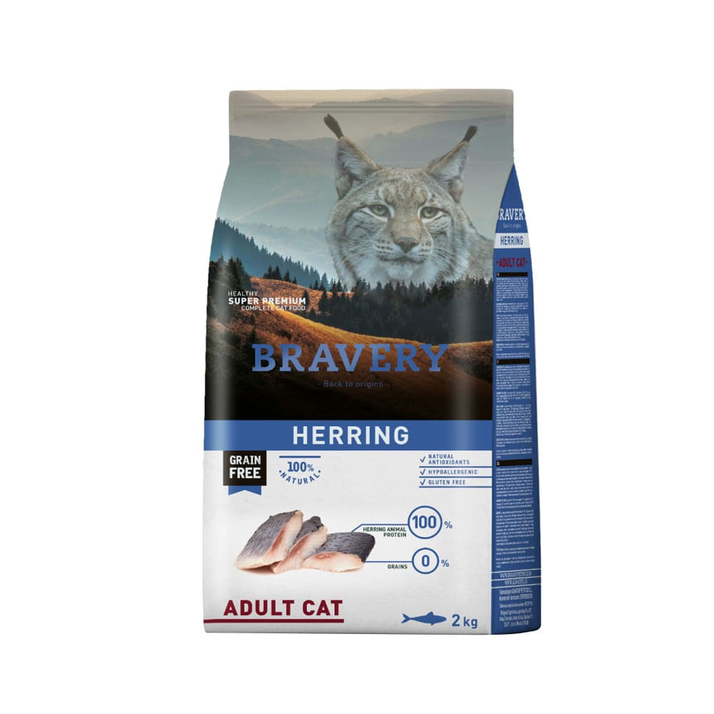 Alimento Bravery Herring Gatos Adultos 2Kg