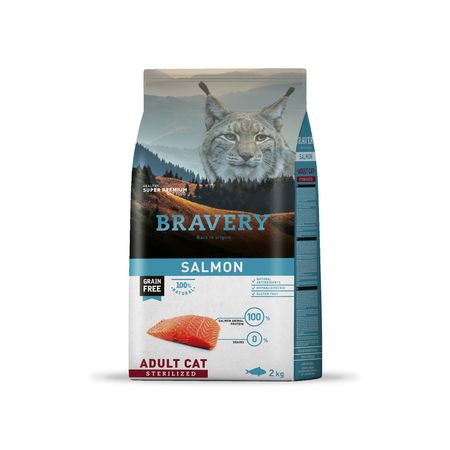 Alimento para Gatos Adultos Esterilizado Bravery Salmón 2 Kg