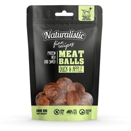 Snack para Perros Naturalistic Meat Balls Duck & Apple 100gr