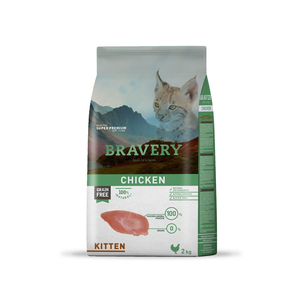 Alimento para Gatitos Bravery Pollo 2 Kg