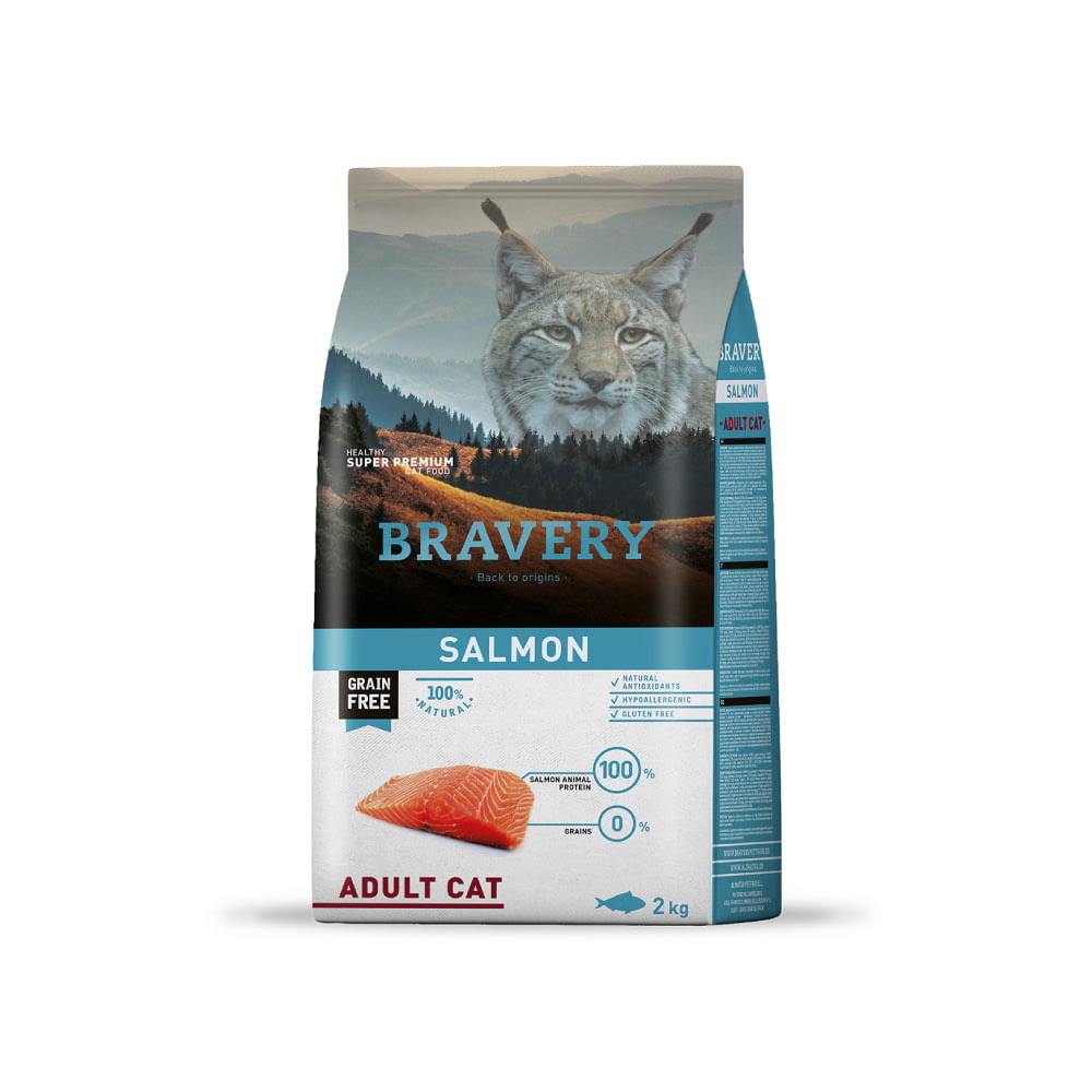 Alimento para Gatos Adultos Bravery Salmón 2 Kg