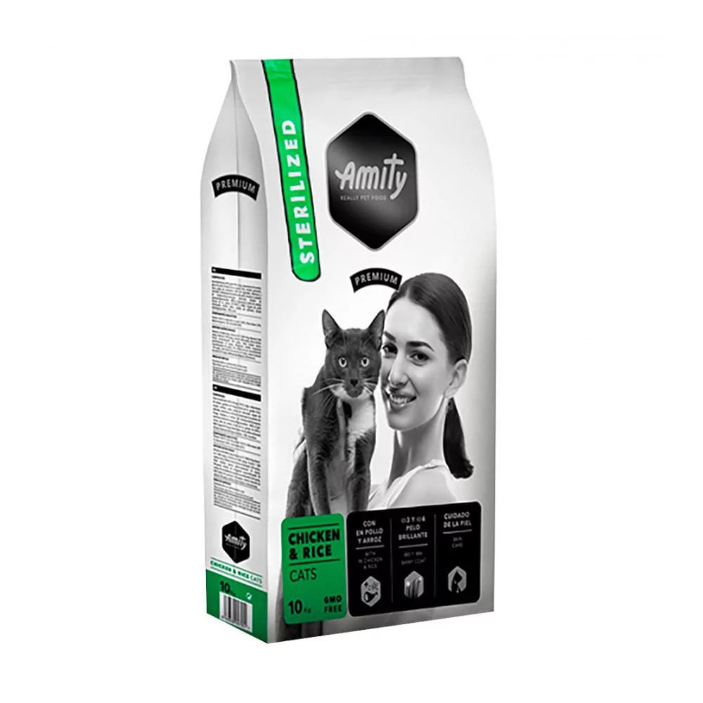 Amity Premium Pollo y Arroz para Gatos Esterilizados 10Kg
