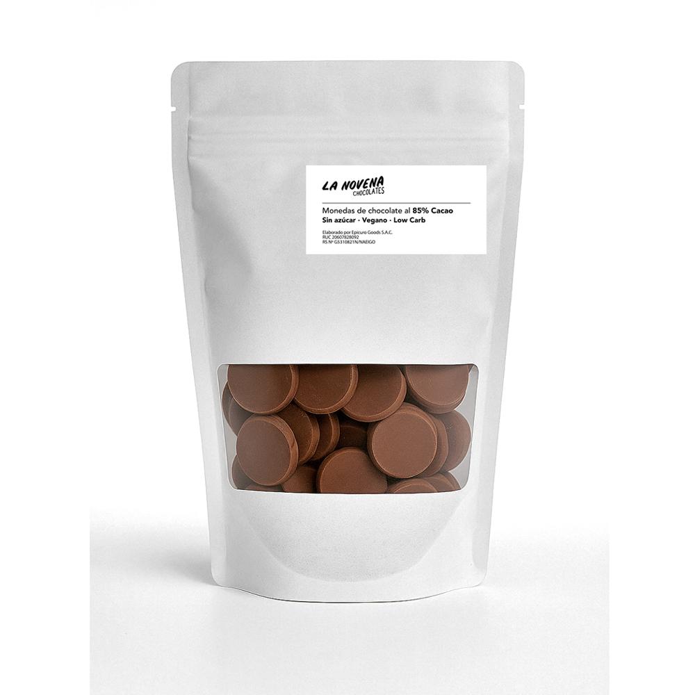 Monedas de Chocolate La Novena 85 CACAO SIN AZÚCAR - 500 g