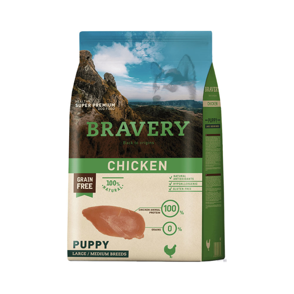 Alimento para Perros Raza Grande Puppy Bravery Pollo 4Kg