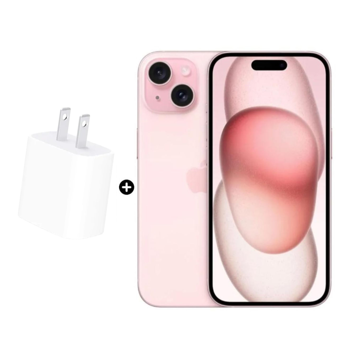 Apple iPhone 15 128GB - Rosa 5G + Cubo Cargador 20W