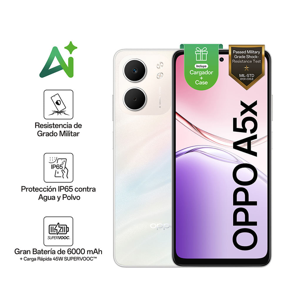 Celular OPPO A5X 4+128 6.67"" Blanco