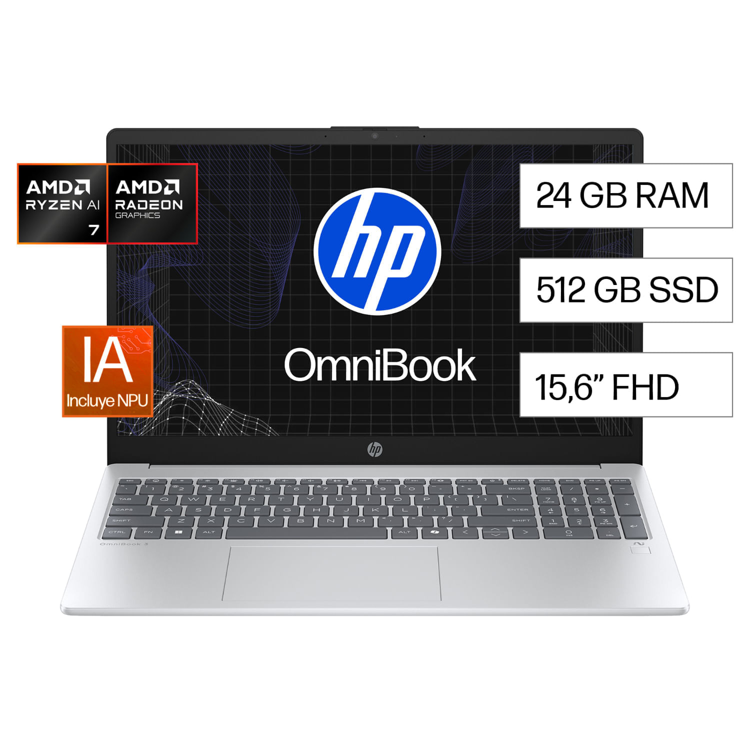 Laptop HP OmniBook 3 NGAI 15-FN0072LA, 15.6""