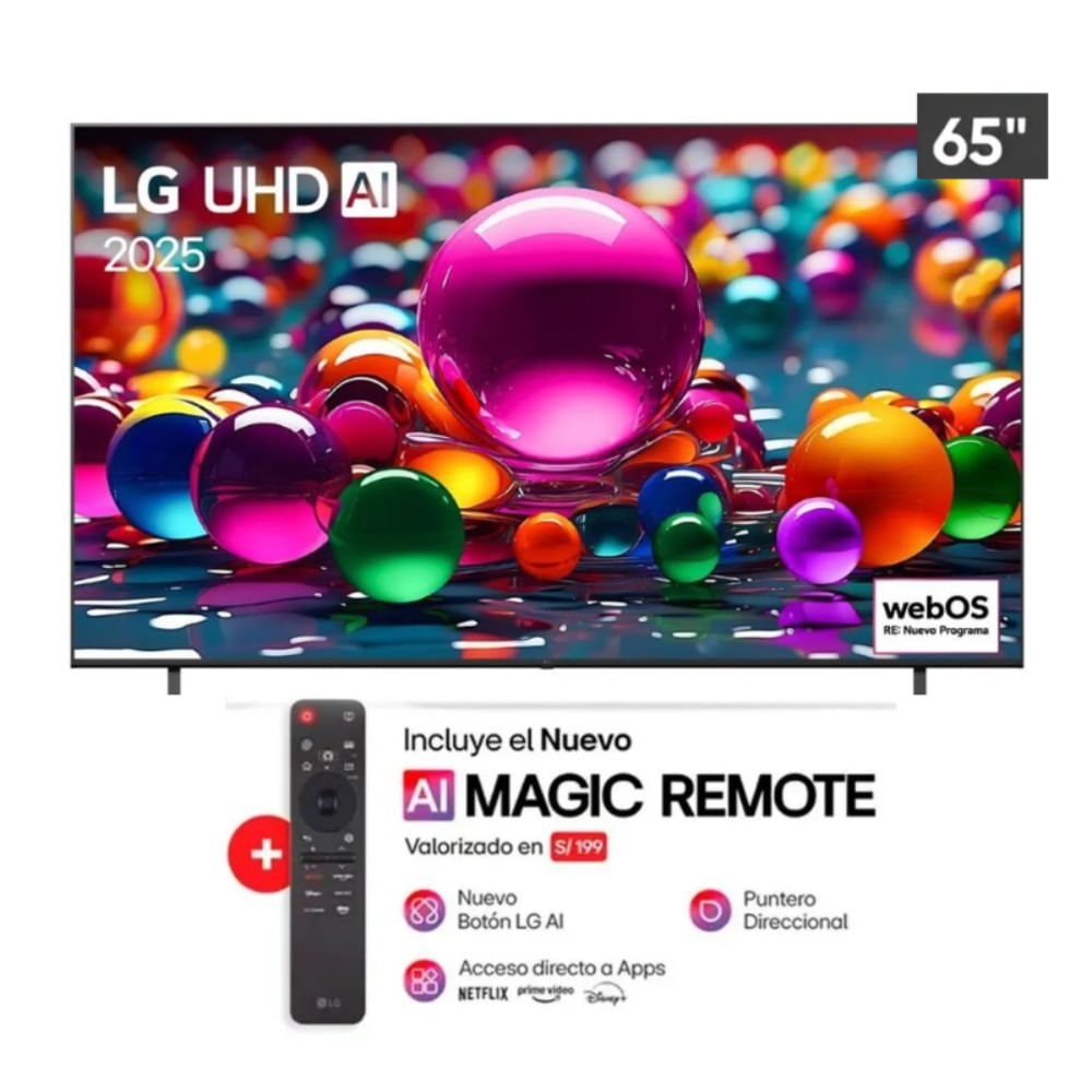 Televisor LG 65" UHD AI UA8000 4K Smart TV - 2025