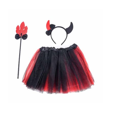 HALLOWEEN Disfraz de diablita de niña con vincha y falda niña