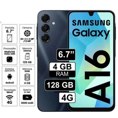 Celular Samsung Galaxy A16 4G 128GB ROM 4GB RAM - Negro AMOLED NEGRO