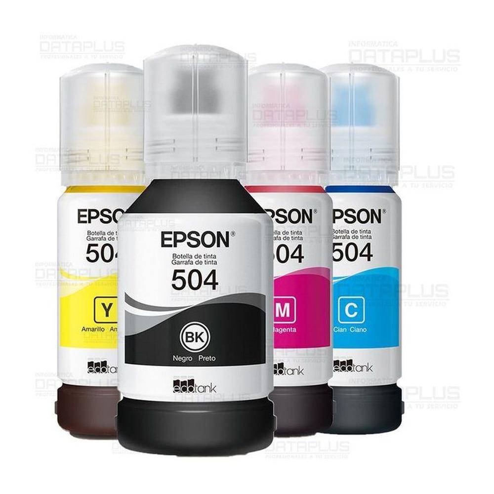Kit de Tinta Epson T504 Colores y Negro L4160 L6191 L6161 L4150 L61714