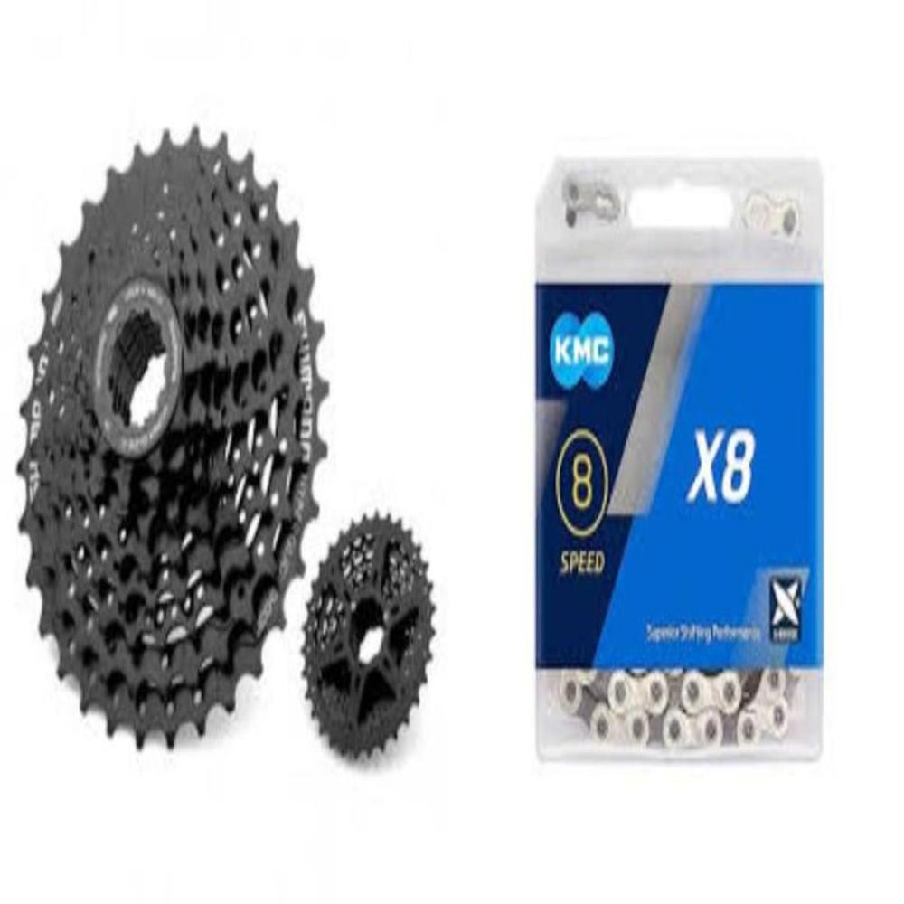 PIÑON SHIMANO ALTUS CASSETTE 8V +CADENA KMC PARA BICICLETA