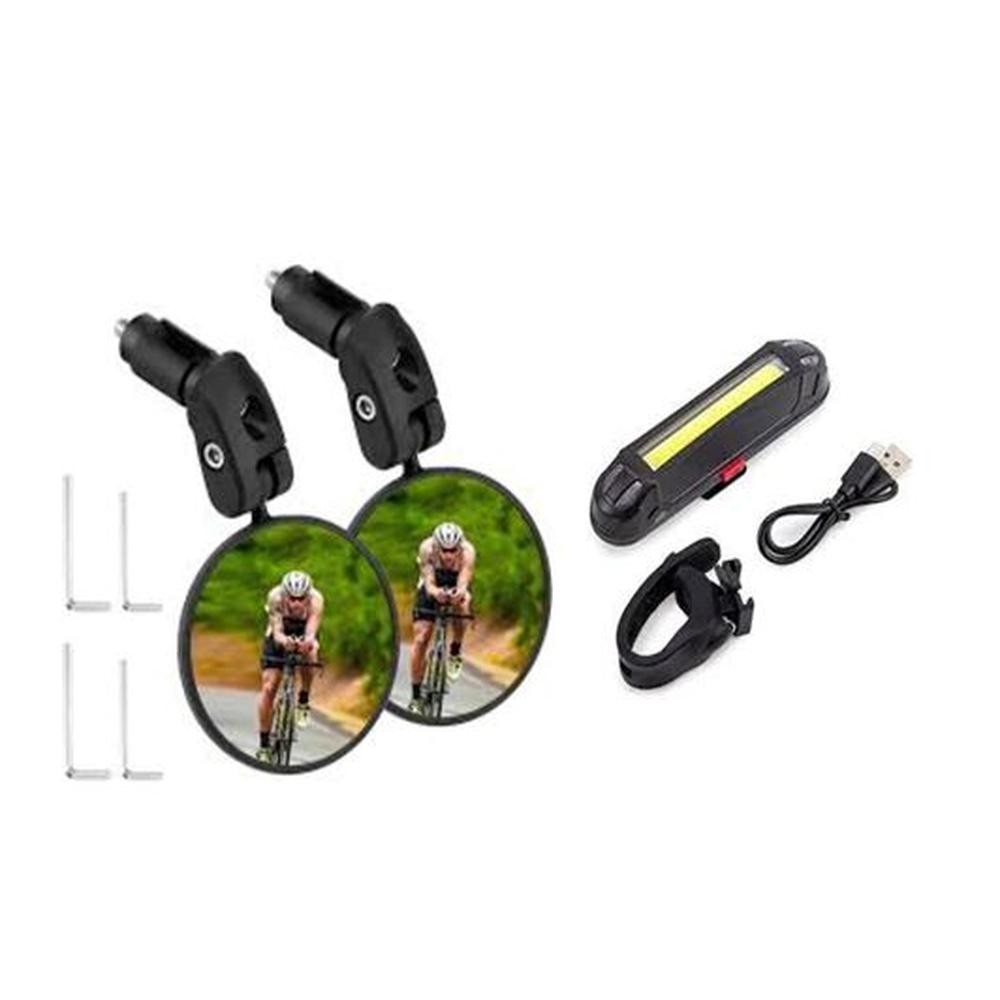 KIT  ESPEJO + LUZ POSTERIOR DE 100LM PARA CICLISTA