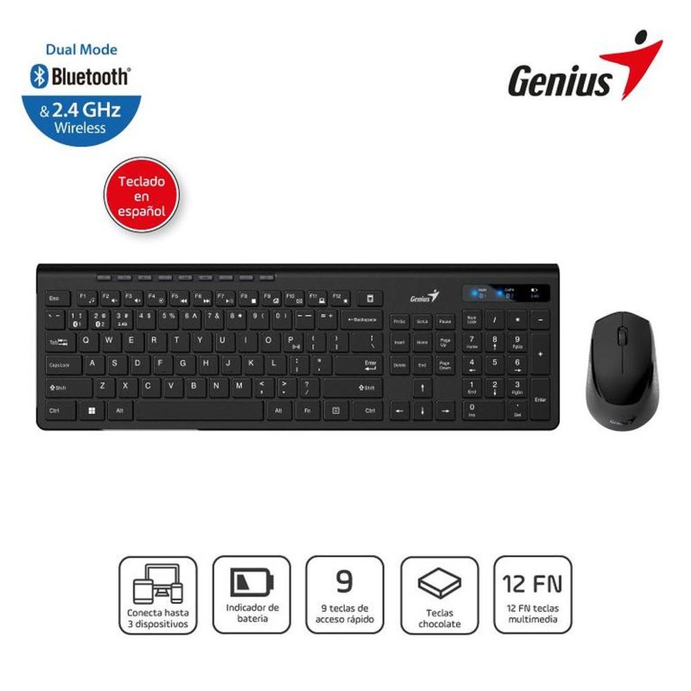 Teclado Genius con Mouse Slimstar 8230 bluetooth multimedia sp black
