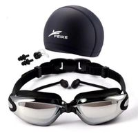 Lentes Natación Negros HD Protección UV con Gorro