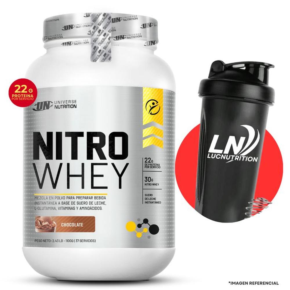 NITRO WHEY 1 KG PROTEINA UN CHOCOLATE+ SHAKER DE REGALO